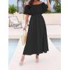 imageCUPSHE Women Ruffle Floral Maxi Summer Dress Off Shoulder Short Sleeve Backless Flounce Bodice Slit Hem Beach DressesBlack