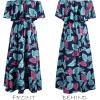 imageCUPSHE Women Ruffle Floral Maxi Summer Dress Off Shoulder Short Sleeve Backless Flounce Bodice Slit Hem Beach DressesBlue