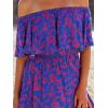 imageCUPSHE Women Ruffle Floral Maxi Summer Dress Off Shoulder Short Sleeve Backless Flounce Bodice Slit Hem Beach DressesBlue Purple