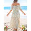 imageCUPSHE Women Ruffle Floral Maxi Summer Dress Off Shoulder Short Sleeve Backless Flounce Bodice Slit Hem Beach DressesDitsy Floral