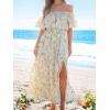 imageCUPSHE Women Ruffle Floral Maxi Summer Dress Off Shoulder Short Sleeve Backless Flounce Bodice Slit Hem Beach DressesDitsy Floral