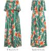 imageCUPSHE Women Ruffle Floral Maxi Summer Dress Off Shoulder Short Sleeve Backless Flounce Bodice Slit Hem Beach DressesGreen Tropical