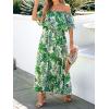 imageCUPSHE Women Ruffle Floral Maxi Summer Dress Off Shoulder Short Sleeve Backless Flounce Bodice Slit Hem Beach DressesLight Green