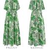 imageCUPSHE Women Ruffle Floral Maxi Summer Dress Off Shoulder Short Sleeve Backless Flounce Bodice Slit Hem Beach DressesLight Green