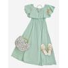 imageCUPSHE Women Ruffle Floral Maxi Summer Dress Off Shoulder Short Sleeve Backless Flounce Bodice Slit Hem Beach DressesMint