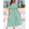 imageCUPSHE Women Ruffle Floral Maxi Summer Dress Off Shoulder Short Sleeve Backless Flounce Bodice Slit Hem Beach DressesMint