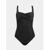 imageCUPSHE Women Swimsuit One Piece Tummy Control Wrapped Bathing Suit with Full CoverageBlack