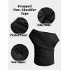 imageCUPSHE Womens Off Shoulder Blouses Shirts Short Sleeve Asymmetrical Going Out Blouses Tops ShirtsBlack