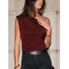 imageCUPSHE Womens Off Shoulder Blouses Shirts Short Sleeve Asymmetrical Going Out Blouses Tops ShirtsBurgundy