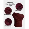 imageCUPSHE Womens Off Shoulder Blouses Shirts Short Sleeve Asymmetrical Going Out Blouses Tops ShirtsBurgundy