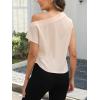 imageCUPSHE Womens Off Shoulder Blouses Shirts Short Sleeve Asymmetrical Going Out Blouses Tops ShirtsChampagne