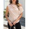 imageCUPSHE Womens Off Shoulder Blouses Shirts Short Sleeve Asymmetrical Going Out Blouses Tops ShirtsChampagne