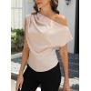 imageCUPSHE Womens Off Shoulder Blouses Shirts Short Sleeve Asymmetrical Going Out Blouses Tops ShirtsChampagne