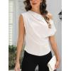 imageCUPSHE Womens Off Shoulder Blouses Shirts Short Sleeve Asymmetrical Going Out Blouses Tops ShirtsWhite