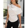 imageCUPSHE Womens Off Shoulder Blouses Shirts Short Sleeve Asymmetrical Going Out Blouses Tops ShirtsWhite