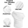 imageCUPSHE Womens Off Shoulder Blouses Shirts Short Sleeve Asymmetrical Going Out Blouses Tops ShirtsWhite