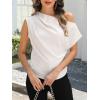 imageCUPSHE Womens Off Shoulder Blouses Shirts Short Sleeve Asymmetrical Going Out Blouses Tops ShirtsWhite