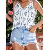 imageCUPSHE Womens Top V Neck Top Gracie Floral Cami Straps Sleeveless Relaxed Blouse Casual LooseBlue