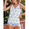 imageCUPSHE Womens Top V Neck Top Gracie Floral Cami Straps Sleeveless Relaxed Blouse Casual LooseBlue