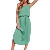 imageCUPSHE Women Knit Summer Dress Cover Up Crew Neck Elastic Waist Side Slit Midi Casual Sundress Beach Cover Up DressesLight Green