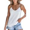 imageCUPSHE Women Loose Fit Casual Flowy Tank Tops Cami V Neck Sleeveless TshirtsWhite