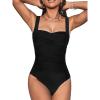 imageCUPSHE Women Swimsuit One Piece Tummy Control Wrapped Bathing Suit with Full CoverageBlack