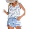 imageCUPSHE Womens Top V Neck Top Gracie Floral Cami Straps Sleeveless Relaxed Blouse Casual LooseBlue