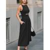 imageCUPSHE Summer Dress for Women 2025 Formal Sleeveless Round Neck Cutout Pockets Casual A Line Maxi DressBlack