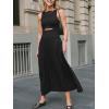 imageCUPSHE Summer Dress for Women 2025 Formal Sleeveless Round Neck Cutout Pockets Casual A Line Maxi DressBlack