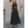 imageCUPSHE Summer Dress for Women 2025 Formal Sleeveless Round Neck Cutout Pockets Casual A Line Maxi DressBlack