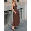 imageCUPSHE Summer Dress for Women 2025 Formal Sleeveless Round Neck Cutout Pockets Casual A Line Maxi DressBrown