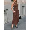 imageCUPSHE Summer Dress for Women 2025 Formal Sleeveless Round Neck Cutout Pockets Casual A Line Maxi DressBrown