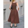 imageCUPSHE Summer Dress for Women 2025 Formal Sleeveless Round Neck Cutout Pockets Casual A Line Maxi DressBrown