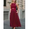 imageCUPSHE Summer Dress for Women 2025 Formal Sleeveless Round Neck Cutout Pockets Casual A Line Maxi DressBurgundy