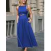 imageCUPSHE Summer Dress for Women 2025 Formal Sleeveless Round Neck Cutout Pockets Casual A Line Maxi DressRoyal Blue