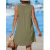 imageCUPSHE Swimsuit Coverup for Women V Neck Beachwear Sleeveless Beach Dress with Chest PocketArmy Green