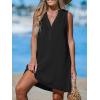 imageCUPSHE Swimsuit Coverup for Women V Neck Beachwear Sleeveless Beach Dress with Chest PocketBlack