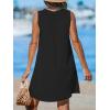 imageCUPSHE Swimsuit Coverup for Women V Neck Beachwear Sleeveless Beach Dress with Chest PocketBlack
