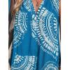 imageCUPSHE Swimsuit Coverup for Women V Neck Beachwear Sleeveless Beach Dress with Chest PocketBlue Patterned