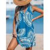 imageCUPSHE Swimsuit Coverup for Women V Neck Beachwear Sleeveless Beach Dress with Chest PocketBlue Patterned