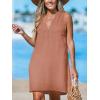imageCUPSHE Swimsuit Coverup for Women V Neck Beachwear Sleeveless Beach Dress with Chest PocketBrick Red