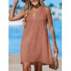 imageCUPSHE Swimsuit Coverup for Women V Neck Beachwear Sleeveless Beach Dress with Chest PocketBrick Red