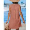 imageCUPSHE Swimsuit Coverup for Women V Neck Beachwear Sleeveless Beach Dress with Chest PocketBrick Red