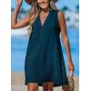 imageCUPSHE Swimsuit Coverup for Women V Neck Beachwear Sleeveless Beach Dress with Chest PocketNavy