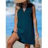 imageCUPSHE Swimsuit Coverup for Women V Neck Beachwear Sleeveless Beach Dress with Chest PocketNavy