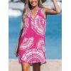 imageCUPSHE Swimsuit Coverup for Women V Neck Beachwear Sleeveless Beach Dress with Chest PocketPlum Patterned