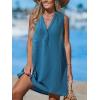 imageCUPSHE Swimsuit Coverup for Women V Neck Beachwear Sleeveless Beach Dress with Chest PocketRoyal Blue