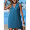 imageCUPSHE Swimsuit Coverup for Women V Neck Beachwear Sleeveless Beach Dress with Chest PocketRoyal Blue