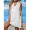 imageCUPSHE Swimsuit Coverup for Women V Neck Beachwear Sleeveless Beach Dress with Chest PocketWhite