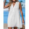 imageCUPSHE Swimsuit Coverup for Women V Neck Beachwear Sleeveless Beach Dress with Chest PocketWhite